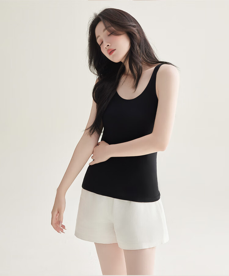 Hodo Women's Vest Counter Style Smooth Cotton Non-Elastic Breathable Loose Simple Solid Color Round Neck Versatile Basic Vest 14