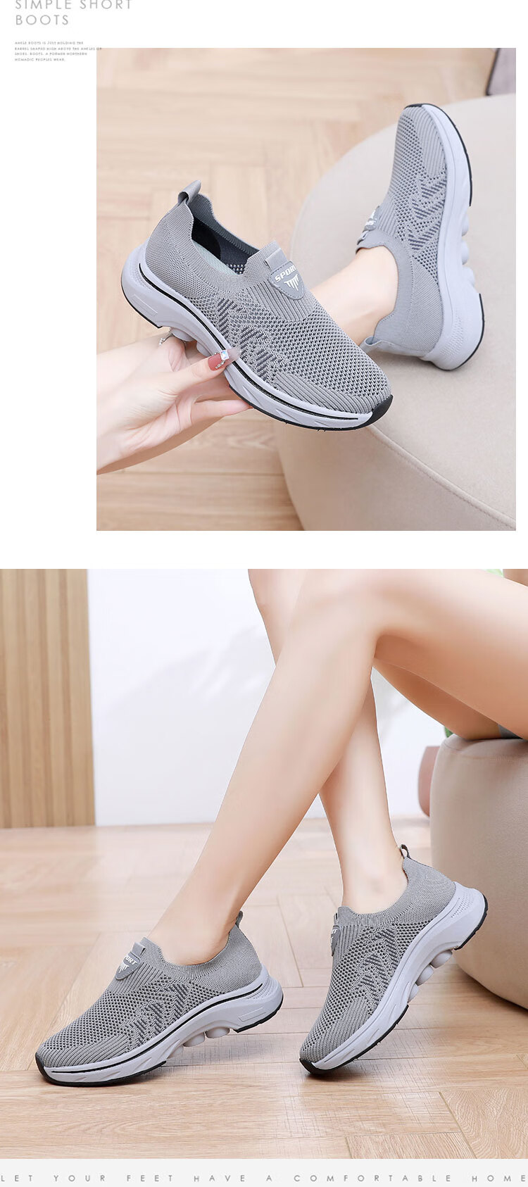Anglerfish Old Beijing Cloth Shoes Women's Summer Breathable Mesh Slip-On Walking Shoes A6008 Gray Size 38 12