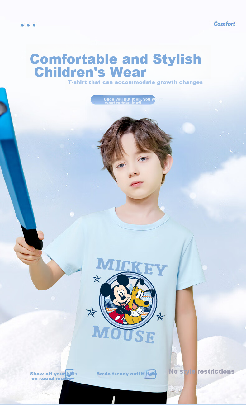 Disney Children's Clothing, 2026 Summer New Thin Girls' Pure Cotton Short-Sleeve T-Shirt Set, Korean-Style Loose-Fitting Slimming Children's Pants 30