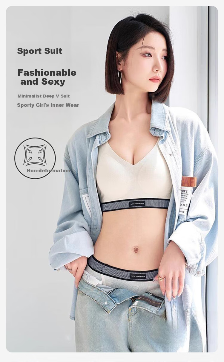 FitonTon Women's Push-Up Bra, Side Support, Anti-Sagging, Beautiful Back Design, Wireless Bra, Thin Style, Sexy Bra And Panty Set 1