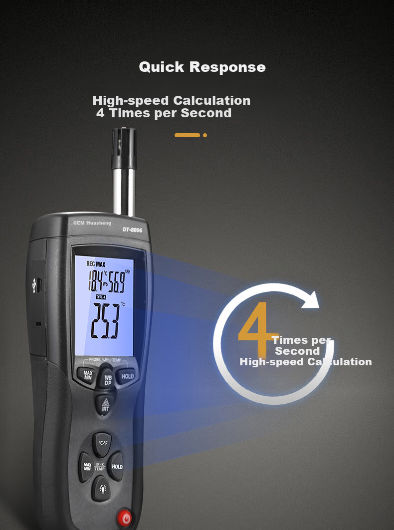 CEM DT-8896 High-Precision Industrial Professional Temperature And Humidity Detector, Environmental Air Temperature And Humidity Meter, Measuring Instrument 8