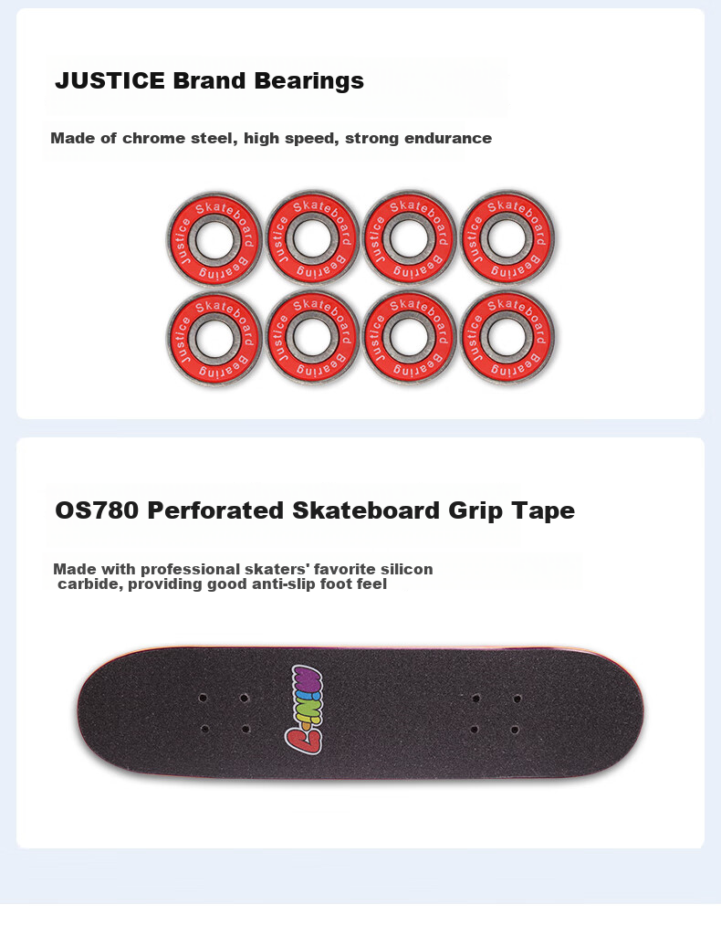 JUSTICE Kids Skateboard Double Kick Professional Youth Boiling Point Mini-J Series Holographic Rainbow 6-12 Years 9