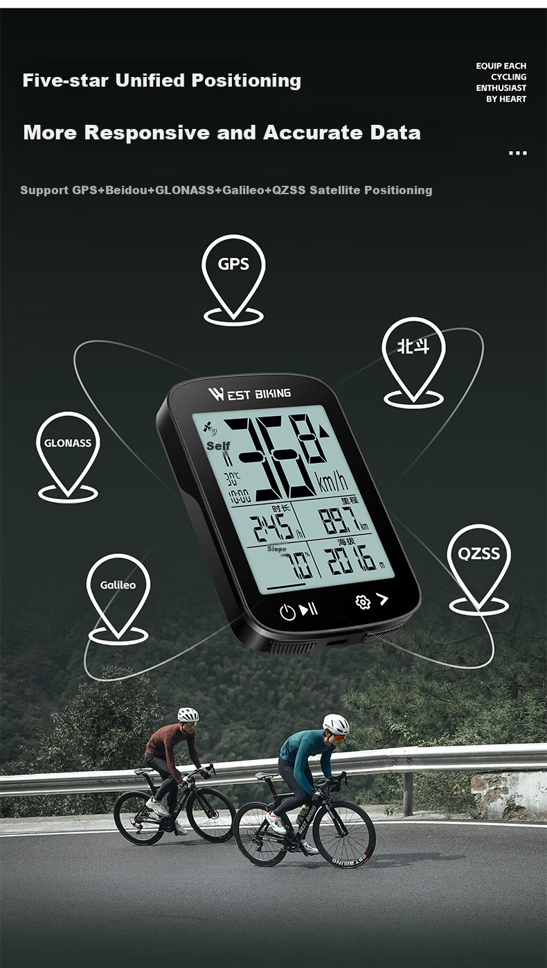 WestBiking XQ2 Road Bike Bicycle GPS Smart Wireless Computer, Quick Connection Mountain Bike Odometer Cycling Equipment 5