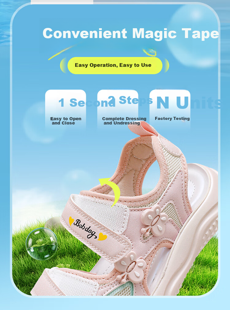 BOBDOG Kids Summer Girls Casual Lightweight Children's Sandals Fashion Princess Shoes 105552101 Sakura Pink Size 28 5