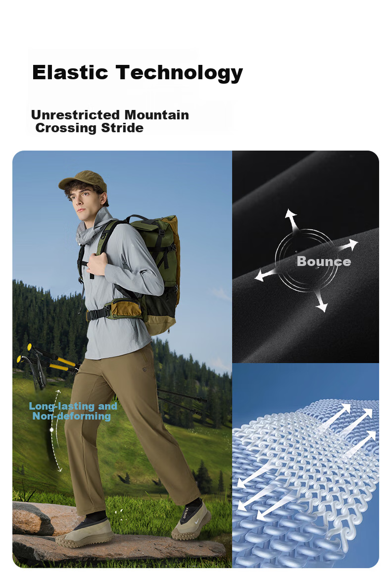 NORTHLAND Men's Quick-Dry Long Pants, Outdoor Comfortable Elastic Moisture-Wicking Casual Trousers for Me 3