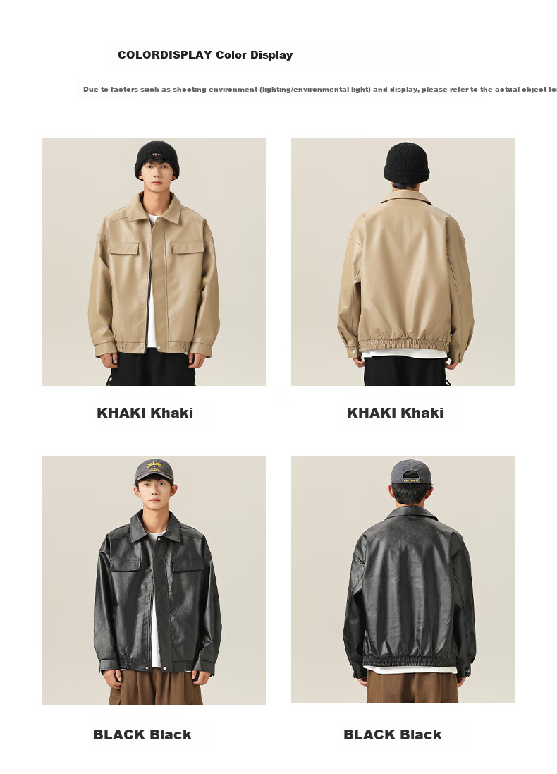 MMOPTOP Trendy American Crocodile Pattern PU Leather Jacket for Men, Spring And Autumn Style, Lapel Motorcycle Jacket YH26, Black, Size M 5