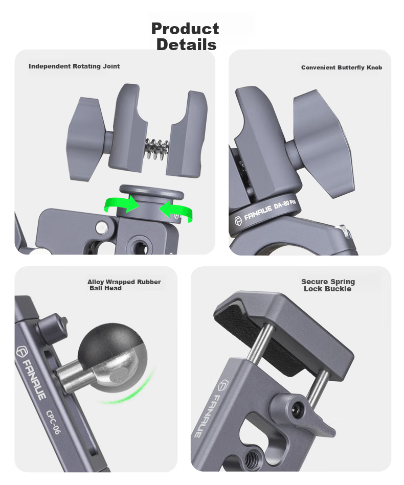 FANAUE Bicycle Action Camera Mount for Road Bikes, Integrated Handlebar, Compatible with DJI GoPro 360, Cycling Shooting CPC-06TP 9