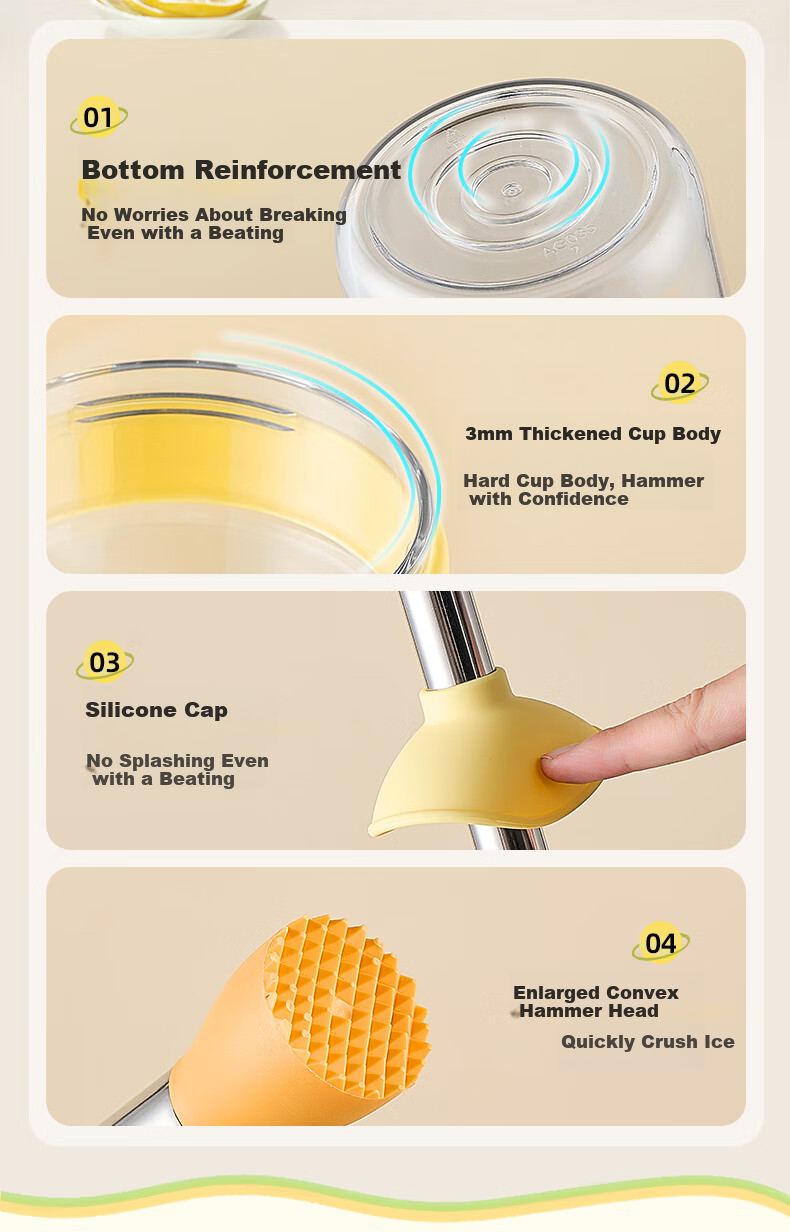 Bear Shaker Cup Handcrafted Lemon Tea Home Cocktail Mixer Set Multifunctional Plastic Milk Tea Cup Ice Tumbler 700ml 7