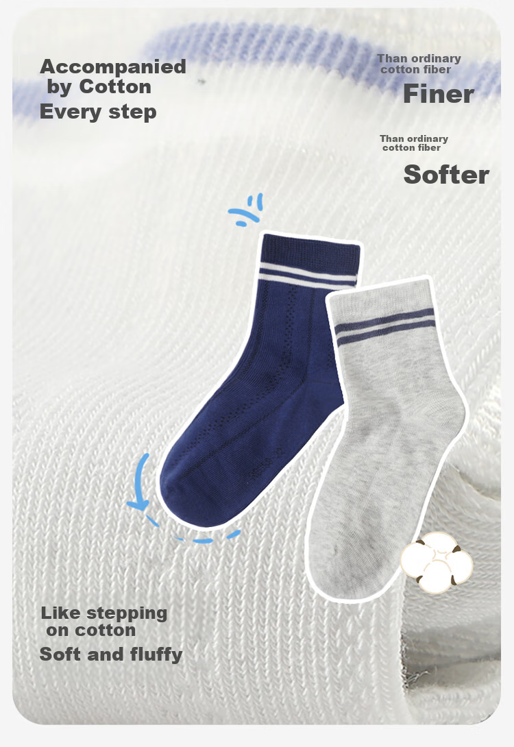 Jiusuiban Children's Socks, Boys' Thin 5A Antibacterial Mid-Calf Socks, Breathable Mesh School Socks for Older Children, 509062Z 3