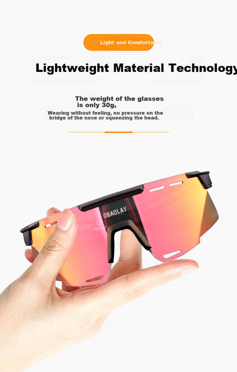 OBAOLAY Cycling Glasses with Photochromic Lenses, Myopia-Resistant Running Glasses, Windproof Professional Sports Goggles 8