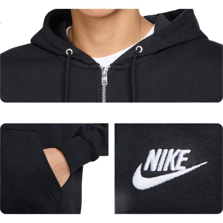 NIKE Men's Spring And Autumn Hooded Jacket, Casual Sports, FN3885-010 Black, M