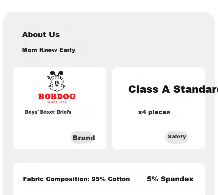 BOBDOG Boys' Cotton Antibacterial Boxer Briefs, No Wedgie, for Young Children And Toddlers, Size 130 13