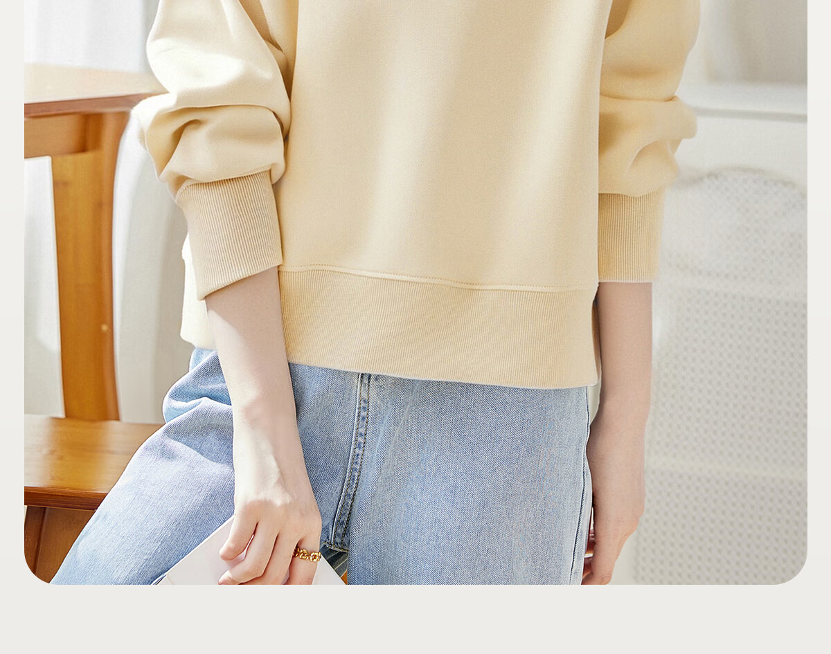 PinCai Relaxed Fit Sweatshirt for Women, Solid Color Round Neck Simple Loose Sweatshirt, Fashionable Casual Versatile Top P143W1031 18