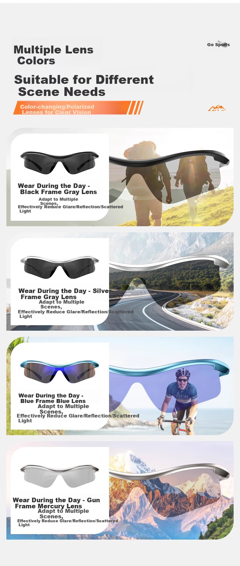 FENCHI Night Riding Outdoor Sports Cycling Sunglasses for Women, Hiking Protective Goggles, Windproof Glasses, Headband Sunglasses for Men, Running Maratho 10
