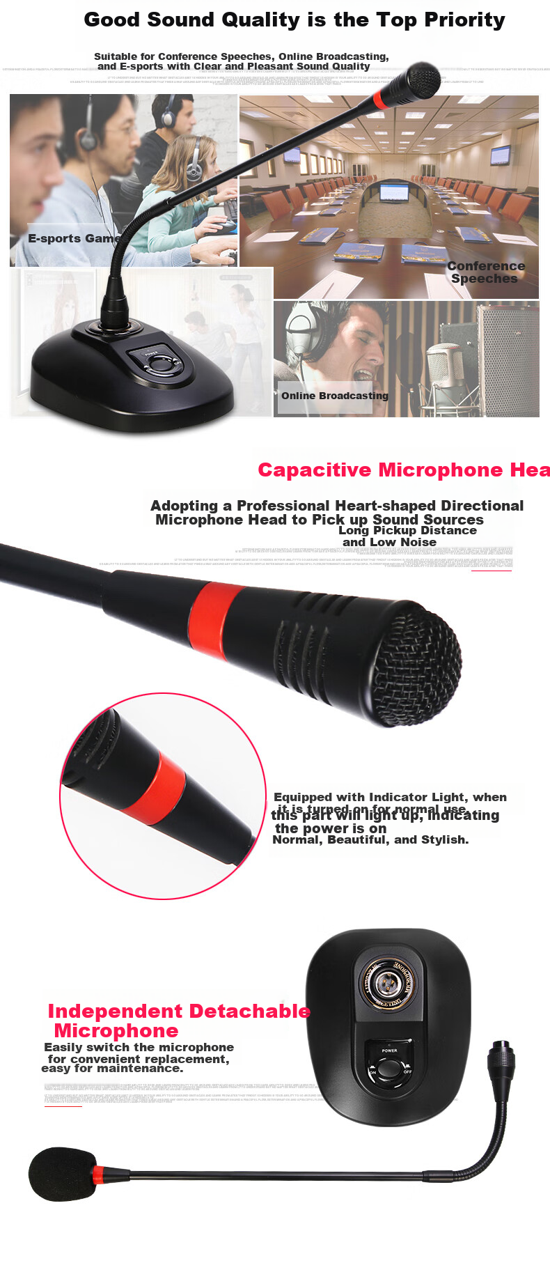 Depusheng D120 Professional Conference Microphone, Computer Training Lecture Call Online Course Teaching Voice Zoom All-In Machine Recording Audio Condenser Gooseneck Desktop Microphone Enhanced Sound Pickup 2
