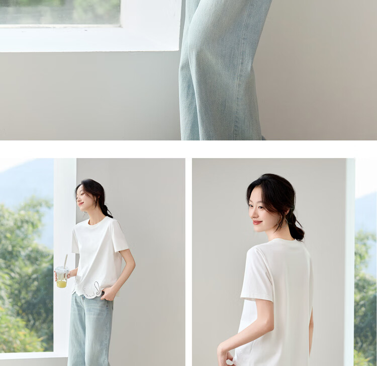 Sentubila Round Neck Hollow Embroidered Short Sleeve T-Shirt Women Summer Elegant Slim Fit Casual Designer Inner Top 19