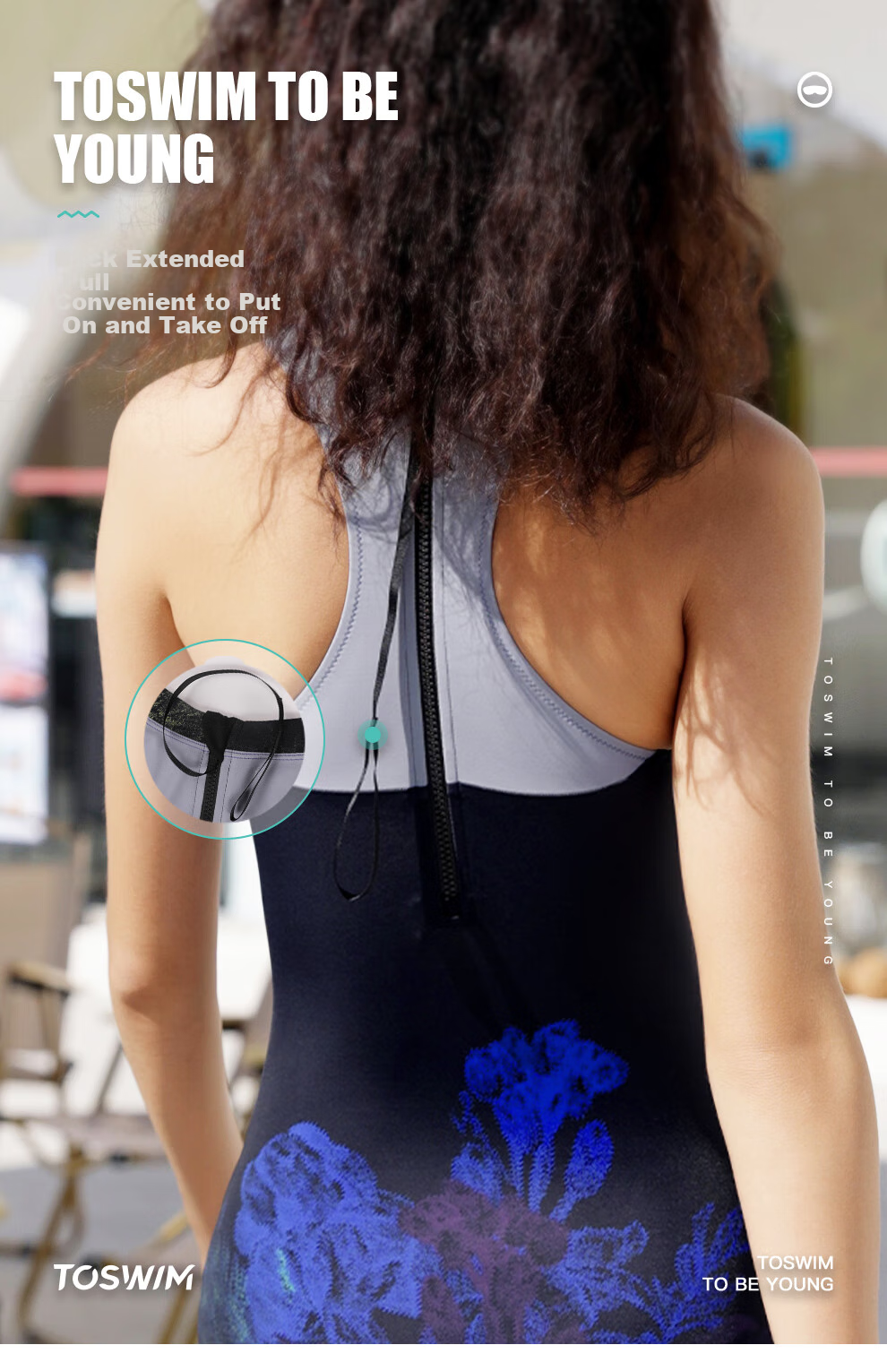 TOSWIM One-Piece Swimsuit for Women, Professional Training Triangle Warm Hot Spring Slimming Sleeveless Swimwear, Qingti Mijing L 4