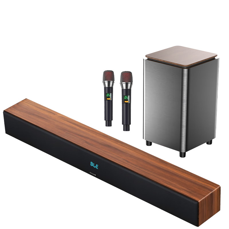 Newmine Echo Soundbar Speaker Home KTV Sound System Karaoke Machine Home Theater All-in-One Surround Stereo Wireless Bluetooth Speaker for Living Room