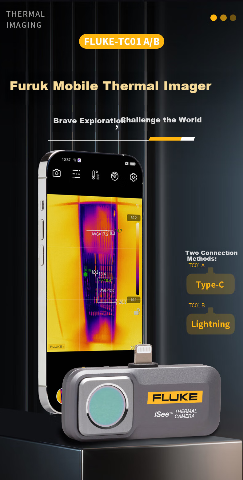 FLUKE TC01A Smartphone Thermal Imager, Thermal Imaging Night Vision Device, Infrared Thermometer, High-Definition Thermal Imager 1