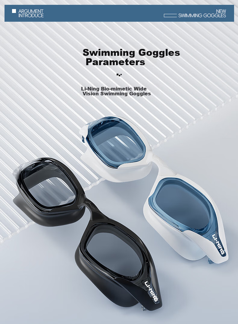 Li-Ning Swimming Goggles, Waterproof And Anti-Fog, for Men And Women, High-Definition, Professional Training, for Nearsighted Swimmers, Model 2805 Black, -3.00 Diopters 15