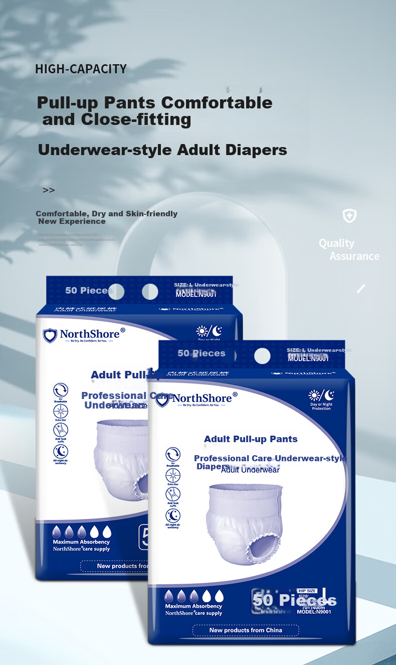 NORTHSHORE Adult Pull-Up Diapers for Elderly, Disposable Incontinence Pads for Seniors, Unisex, XL Size, 40 Pieces 1