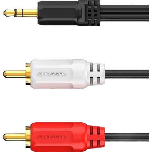 Аудиокабель CHOSEAL QS3002T3, 3.5 мм на 2 RCA, 3 метра, черный