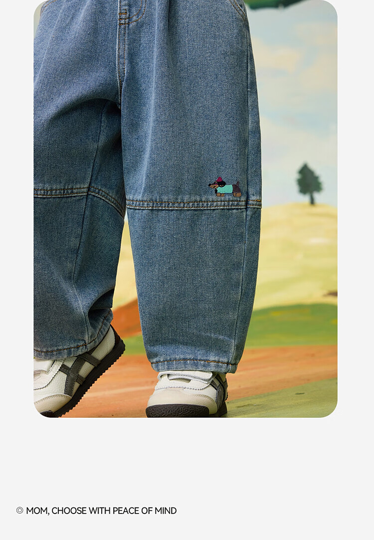 ASK JUNIOR Kids Boys Spring Washed Denim Straight Leg Pants Casual Trousers Jeans Blue Size 90 9