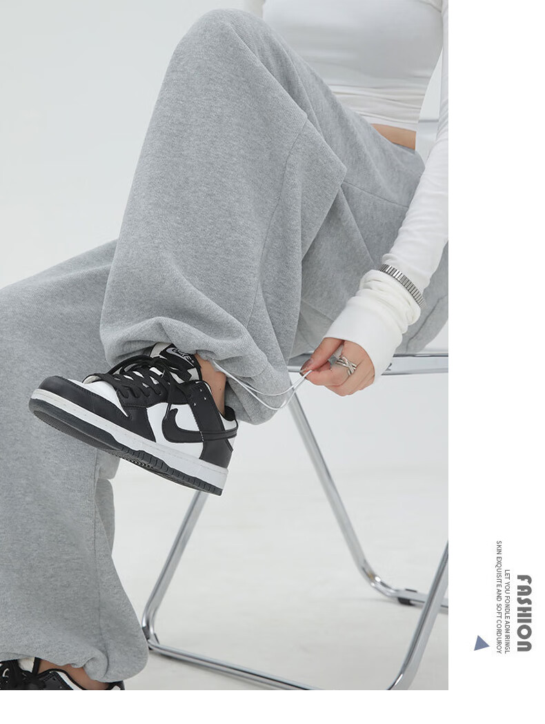 FitonTon Women's American Style Sports Pants 2026 Spring Autumn High Waist Loose Draped Casual Wide Leg Jogger Windproof Sweatpants 14