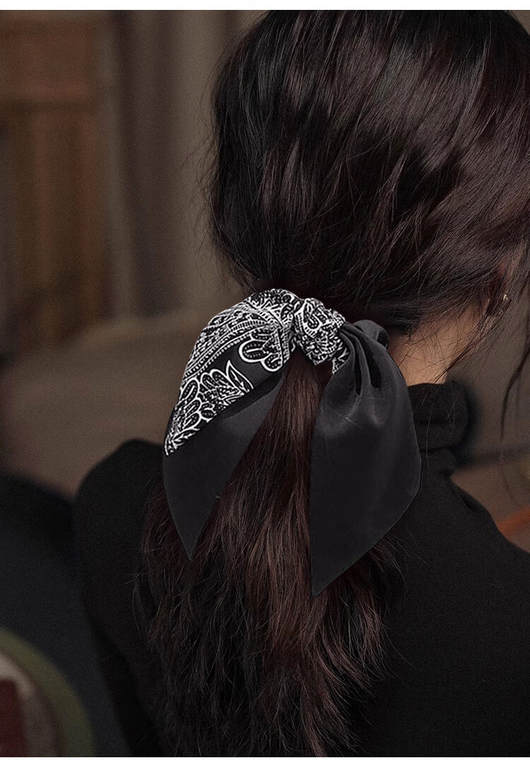 Xiangwan, Floral Butterfly Hair Tie, Vintage Ink Wash Dress Hem Hairband Ponytail Hairband, Hair Accessory, Headpiece, Mid-Autumn Festival Gift 1