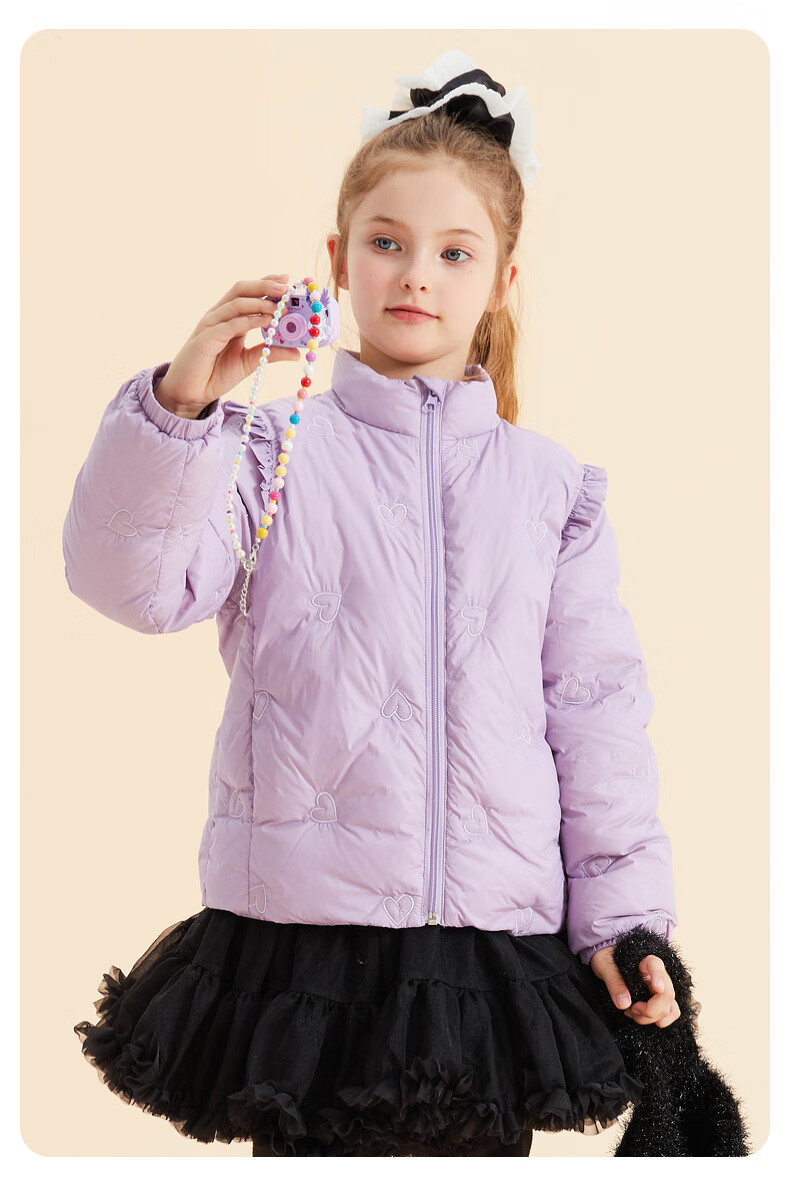 Follow Me Girls Lightweight Down Jacket Winter Children's White Duck Down Short Stylish Warm Coat Black 120cm 7
