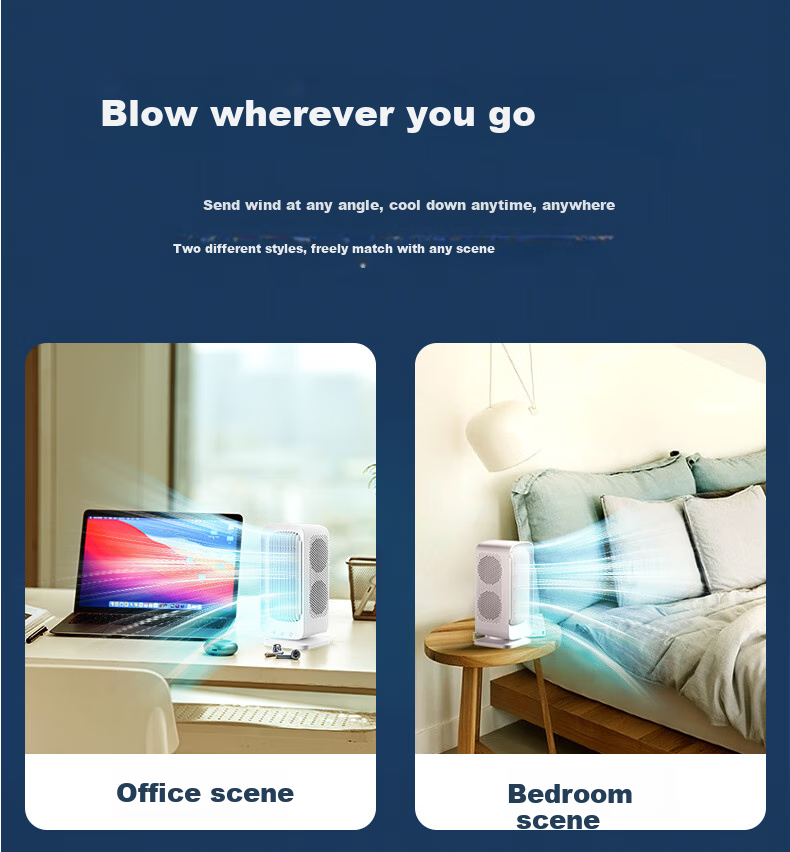 VENIDER [Quiet Desktop Fan] Tabletop Electric Fan Air Cooler Cooling Mini Fan Tower Fan Silent USB Fan Portable Rechargeable Oscillating Desk Fan for Office And Dormitory 8000mAh 21
