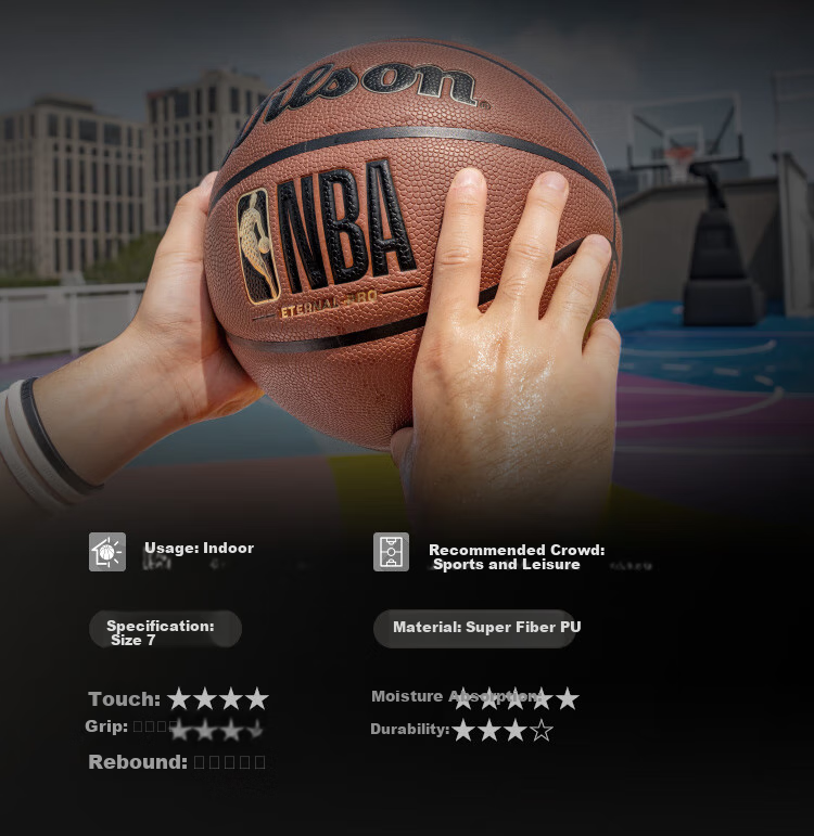 Wilson NBA Dust-Free Series ENCORE PRO Newly Upgraded Dustproof Leather Outdoor Tool Adult Size 7 Basketball 5