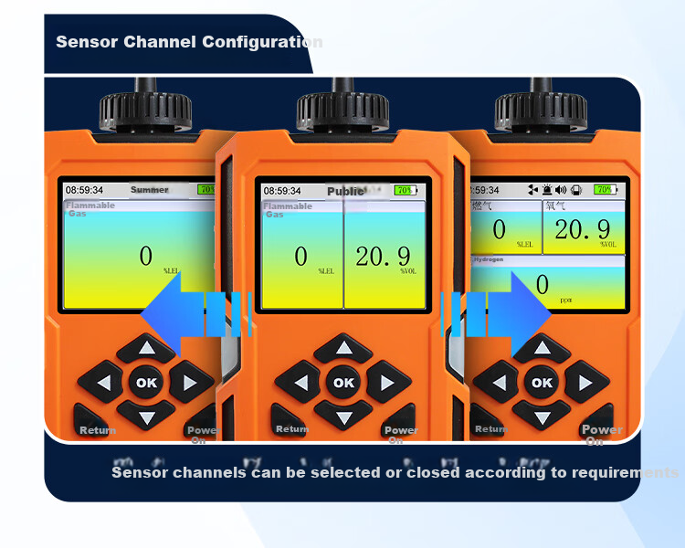 EDKORS Pump-Suction Four-In Gas Detector for Combustible Gas, Oxygen, Hydrogen Sulfide, CO, Hazardous Confined Space Alarm 12