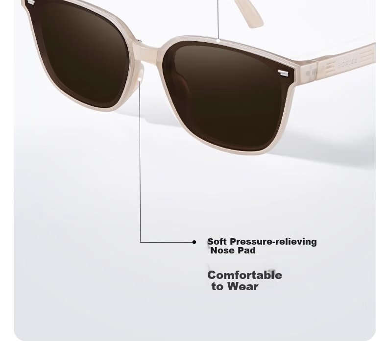 HORIEN Milk Tea Color Sunglasses Make Face Look Smaller, UV Protection, Summer Folding Sunglasses for Men And Women, Driving Sun Protection, High-End Large Frame Glasses 2