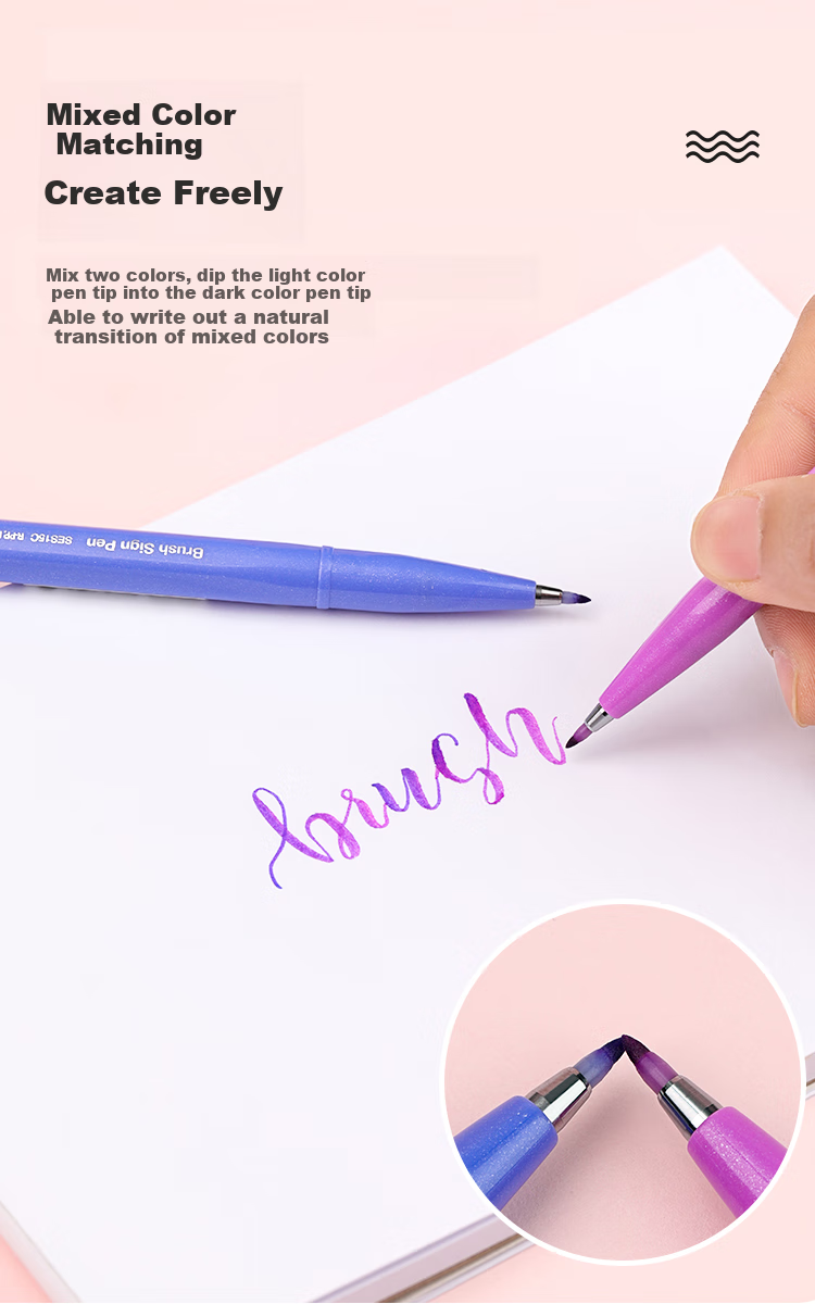 Pentel Colored Soft Brush Pen, Elastic Tip Water-Based Pen Touch, for Journaling, Letters, Cards, SES15C Brown/single Pe 3