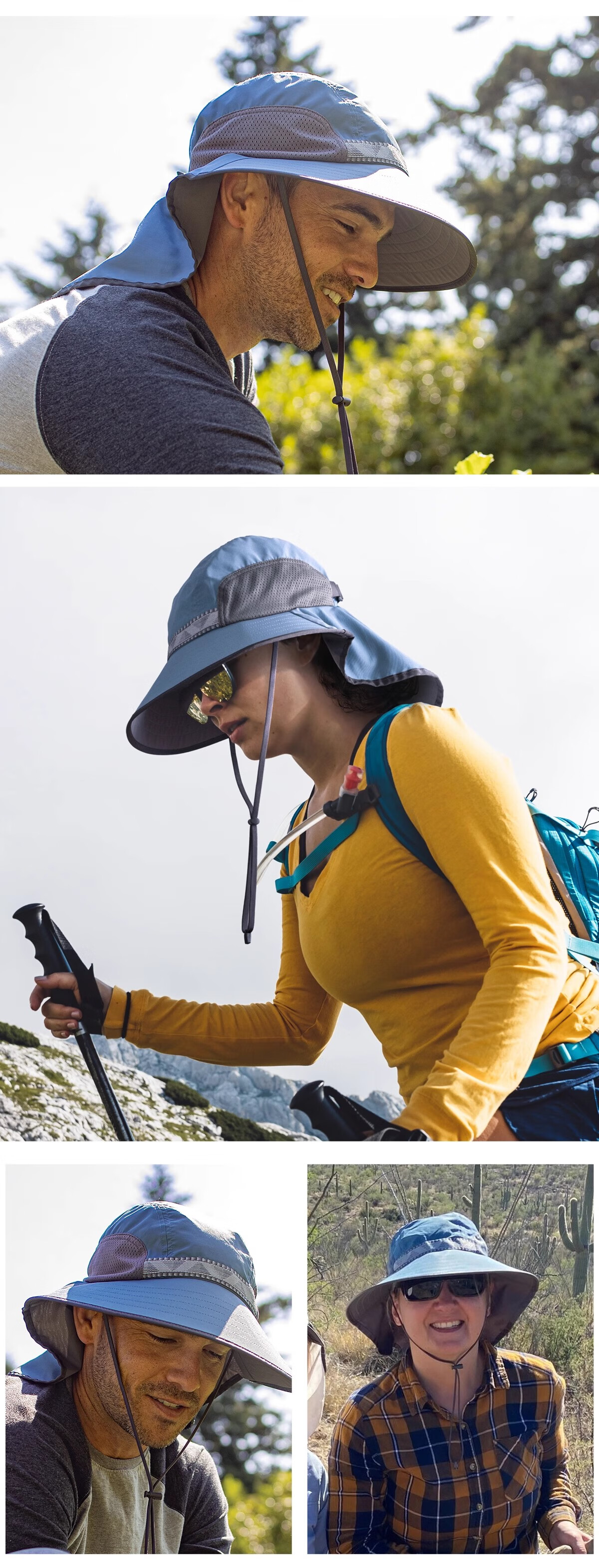 SUNDAY AFTERNOONS Adult Unisex Outdoor Sun Protection Hat with Wide Brim and Neck Flap, Light Gray, Size L 13