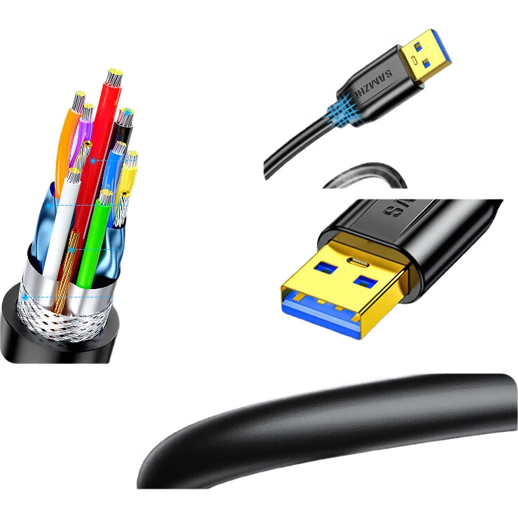 Кабель-удлинитель SAMZHE USB 3.0, 3 метра, штекер-гнездо, для подключения к телевизору, USB-накопителю, мыши, клавиатуре, жесткому диску компьютера, адаптер-разветвитель UK-030