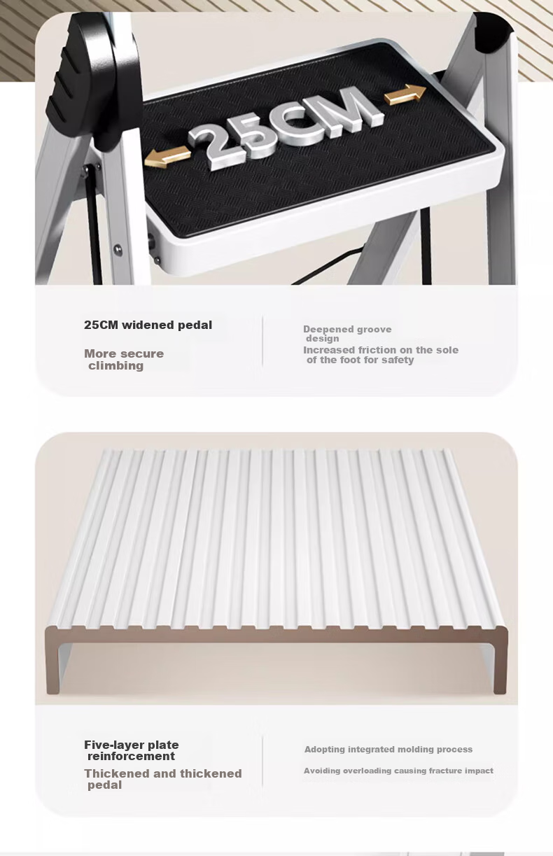 DELIXI Household Ladder, Foldable Multi-Functional A-Frame Ladder, Portable Aluminum Alloy Climbing Ladder, Small Step Ladder with Five Steps 6