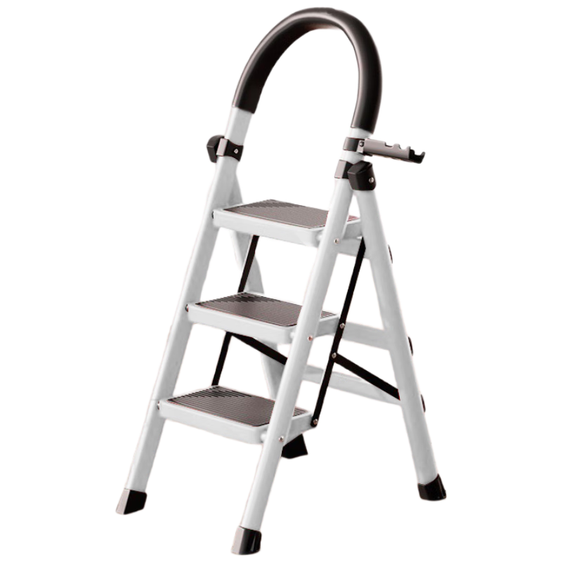 YuanNai Relocation Ladder Household Folding Ladder Engineering Ladder Multifunctional A-Frame Telescopic Thickened Indoor Staircase - White Three Steps
