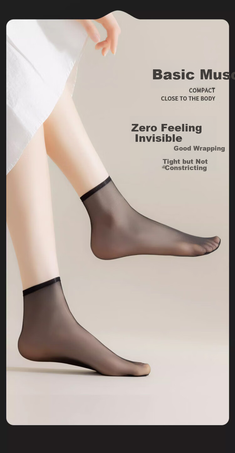 LangSha Women's Thigh-High Stockings, Spring And Summer Ultra-Thin 0D Crystal Silk Transparent Wear-Resistant Silicone Non-Slip Short Tube Flesh-Colored Socks for Wome 3