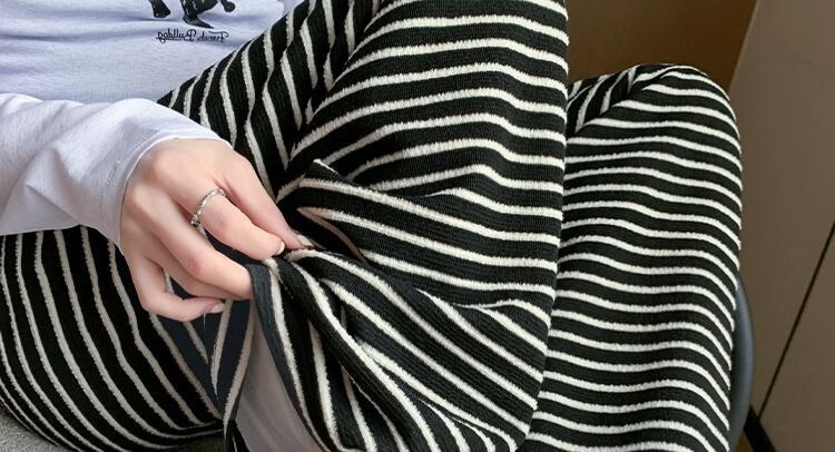 Shiduo Maternity Pants Spring Autumn Wide-Leg Striped Loose Plus Size Leggings Casual Pants Autumn XL 38