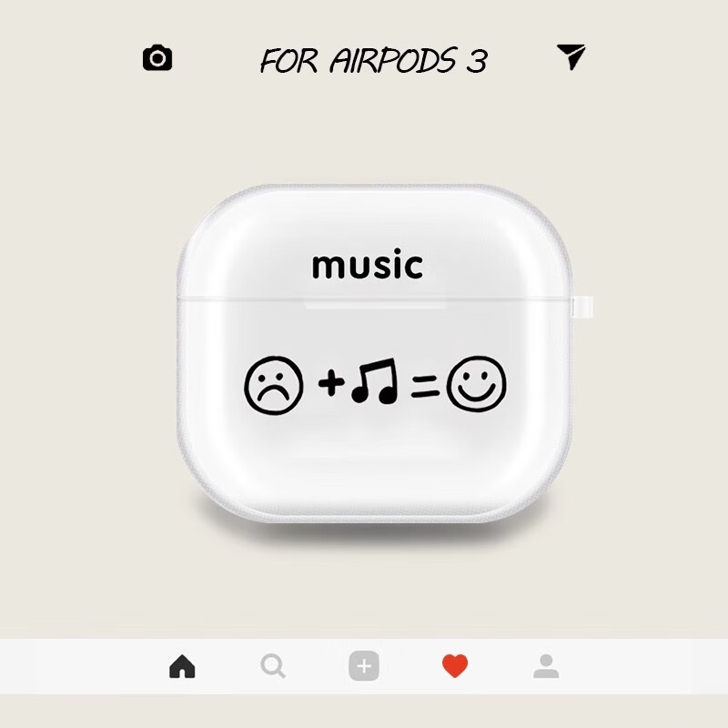Beiyipin Creative Smiley Note Transparent Protective Case for AirPods Pro and AirPods 3 Music Happy Apple Earphone Case 4