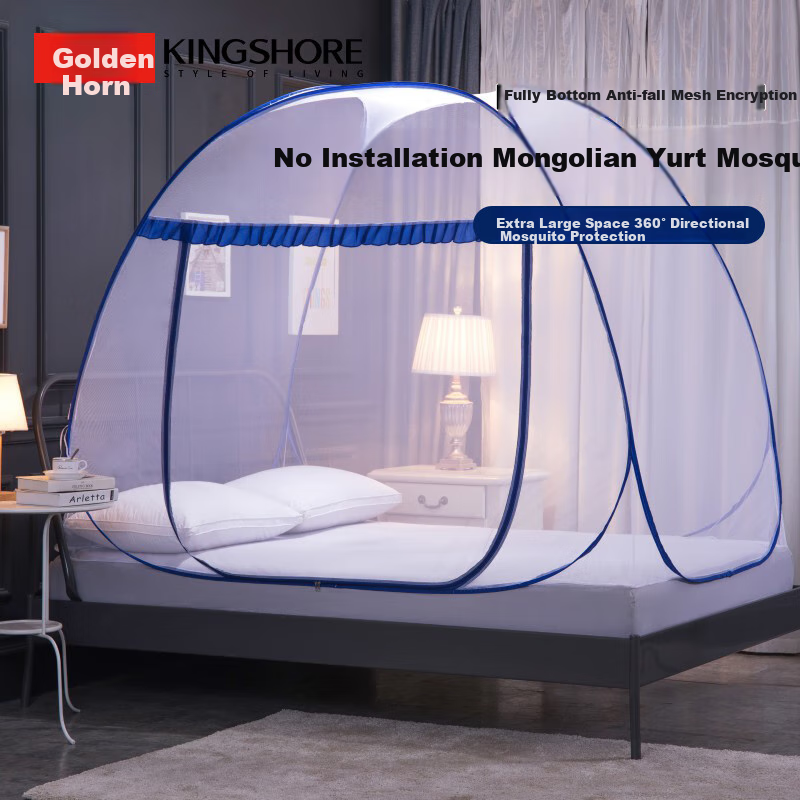 KING SHORE Mosquito Net for Home Use, Foldable, No Installation Required, Drop-Resistant Mosquito Net, 1.8 Meters, Yun Ding - Royal Blue [No Installation Required]