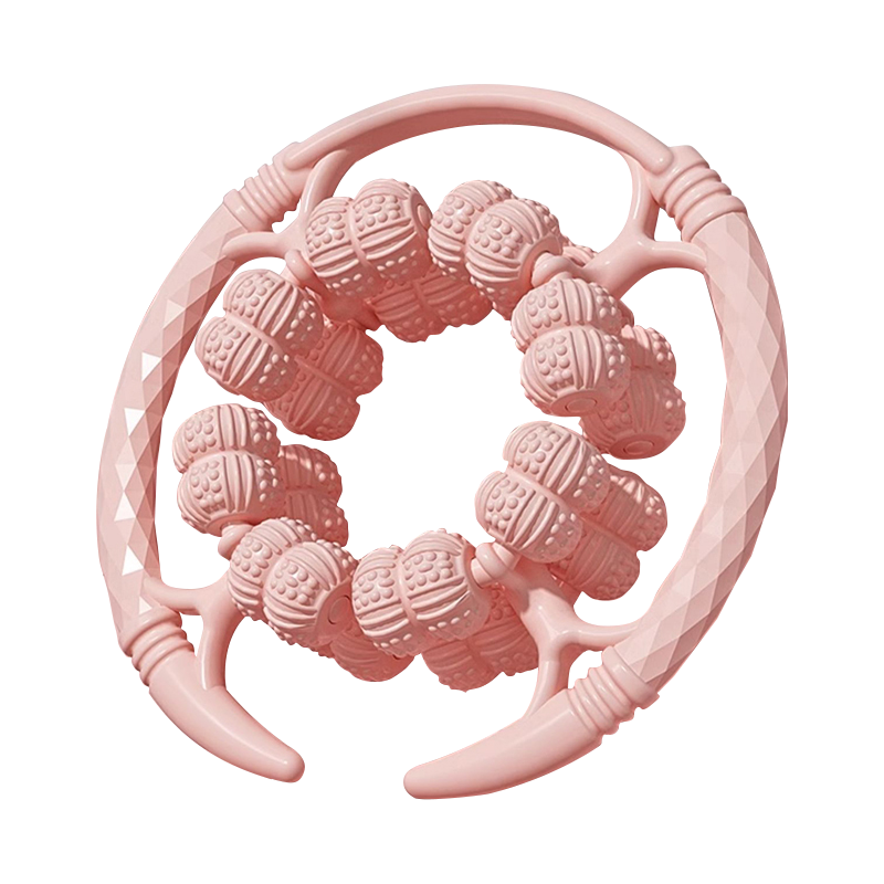 Duweike Leg Massager Circular Roller Muscle Relaxation Roller Massage Device with Double Rows of 32 Wheels, Pink