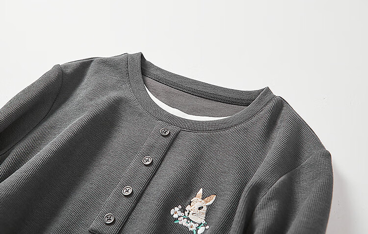 Demna【Rabbit Patchwork Fake Two-piece Women's T-shirt】2025 Autumn New Commuter Round Neck Long Sleeve T-shirt Women 8
