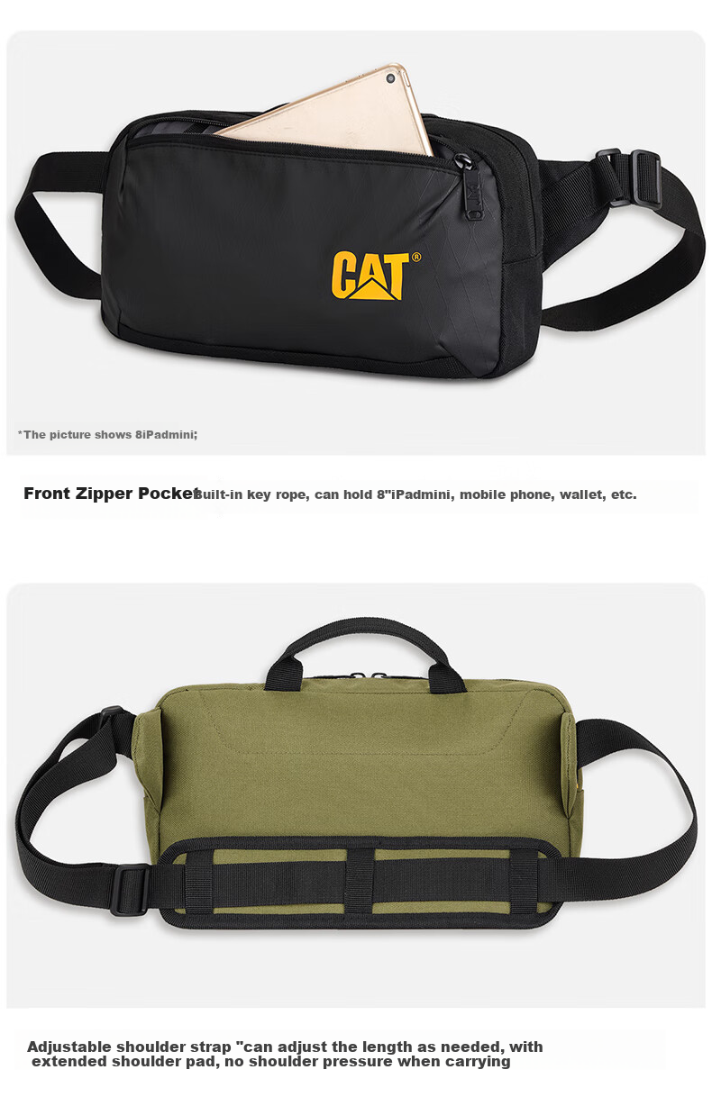 CAT Shoulder Bag, Crossbody Small Bag, Casual Phone Bag for Going Out, 10-Inch IPad Bag, Messenger Bag, Sports Bag, Black, 84930 2