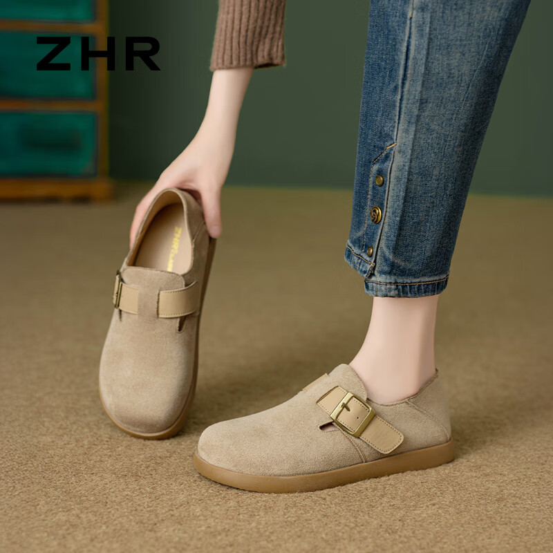 ZHR Bokeng Women's Versatile Lightweight Slip-On Casual Shoes, Soft-Soled Comfortable Commuter Women's Shoes, AB167 Khaki Color Size 39