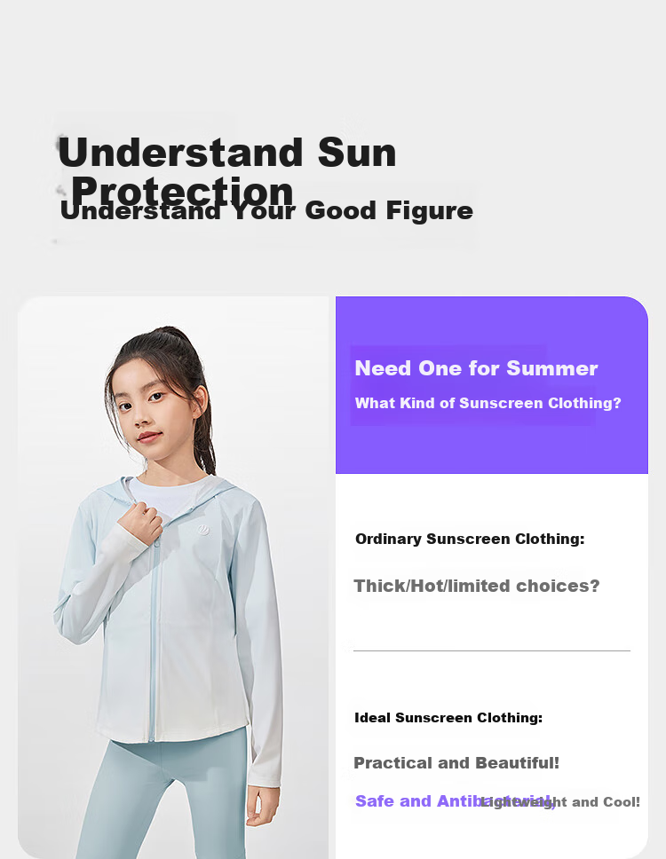 BOSIDENG Summer National Standard Original Yarn Sun Protection Clothing for Girls, UPF100+ UV-Resistant Trendy Outdoor Travel Jacket 2