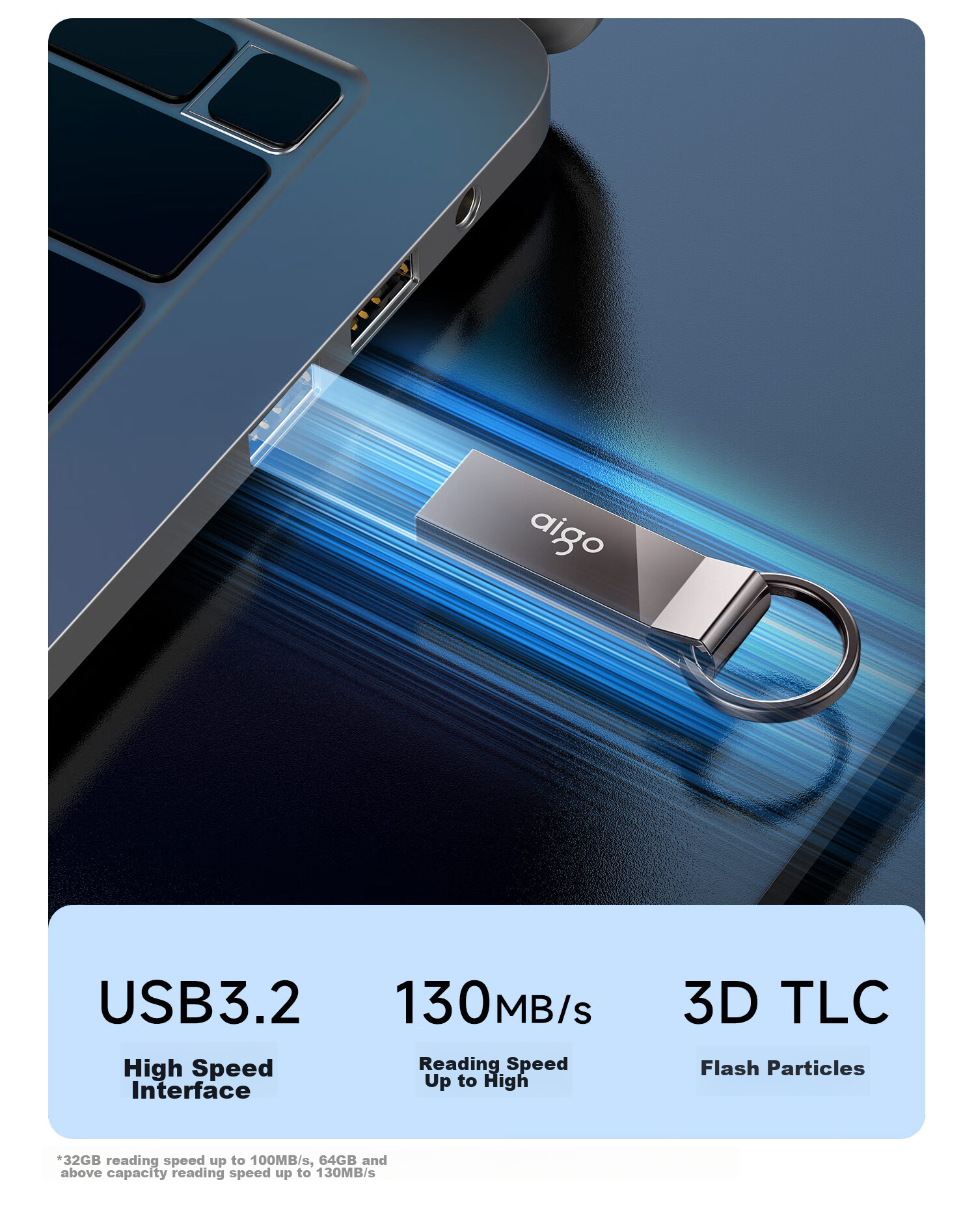 Aigo 256GB USB3.2 Flash Drive, Newly Upgraded Read Speed 150MB/s, High-Speed Read And Write Flash Drive U310 Pro Metal Flash Drive for Study And Office, Compatible with Computers, Dustproof And Waterproof 9