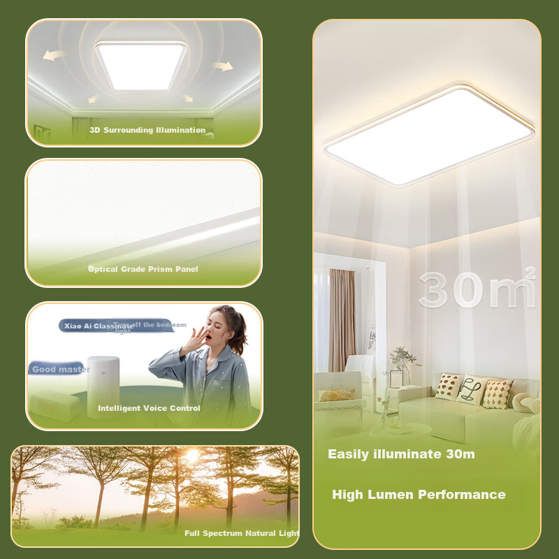 HD Full Spectrum Ceiling Light, Living Room Light, Main Light, Eye-Protecting LED Zhongshan Lighting Fixture, 26 Styles, Voice Control, High Brightness, Installation Included